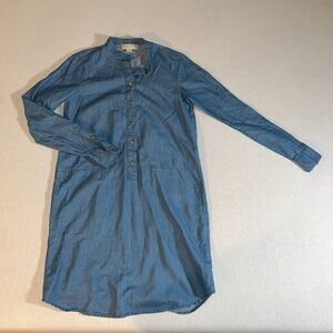 Michael Kors Denim Tunic Shirt Dress in Blue Cotton Lyocell w/ Pockets Size XS